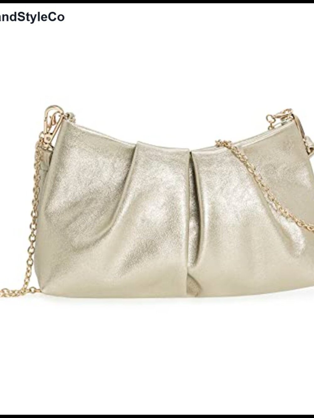 Pleated PU Clutch Purse Dressy Formal Handbag for Cocktail Prom Wedding Party
